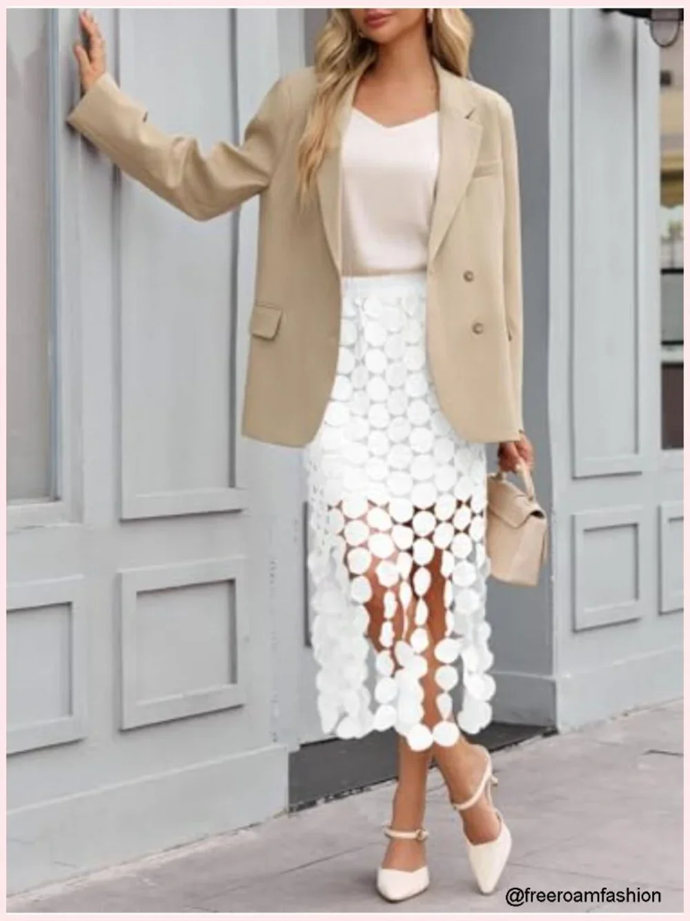 Boho High Waist Maxi Skirt with Hollow Out and Fringe Hem